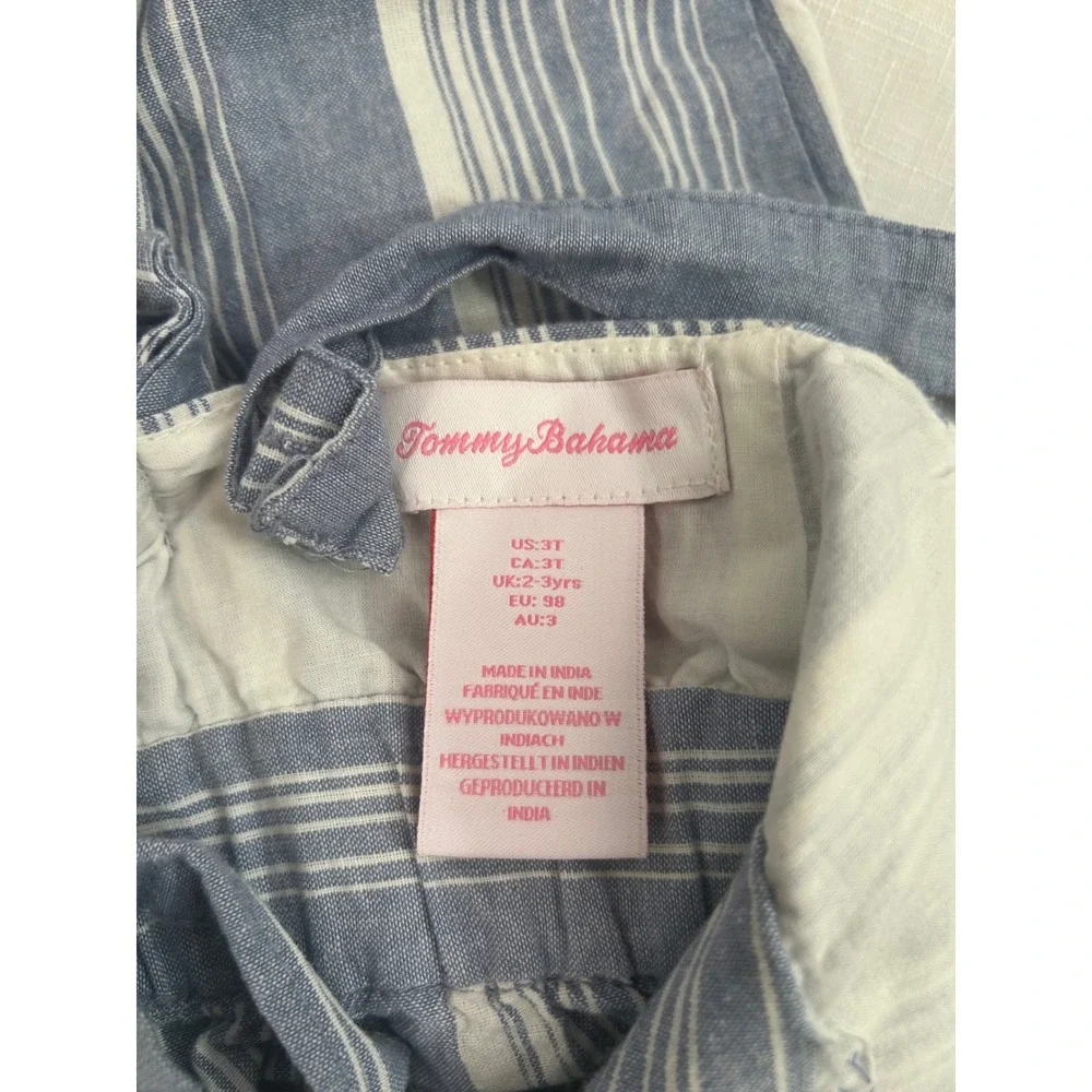 Tommy Bahama Jumpsuit 3T Blue White Striped Tie Back Cotton Girls